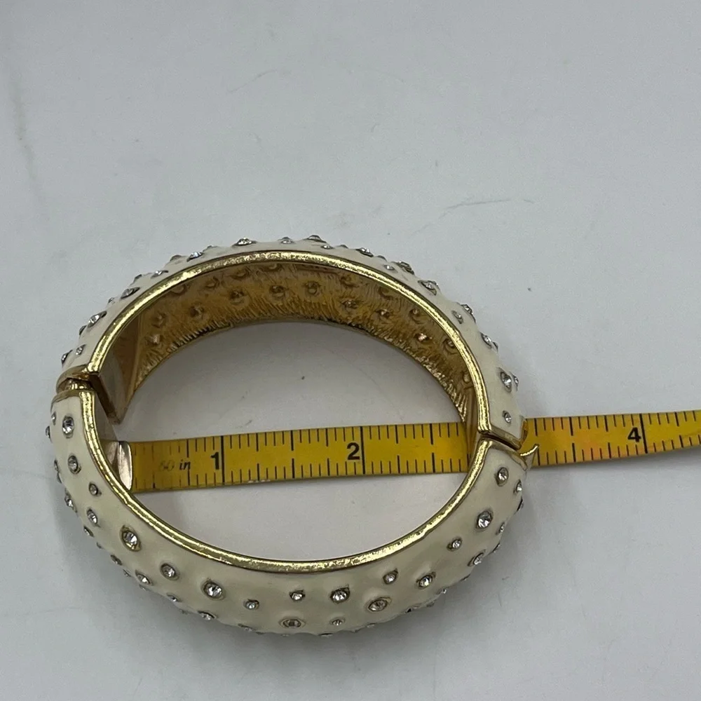 Banana Republic Cream Enamel Crystal Gold Hinge Women's Bangle‎